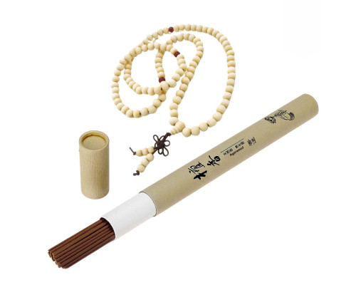 Благовония "Агарвуд", 40 ароматических палочек в тубусе и четки Буддийские на 108 бусин