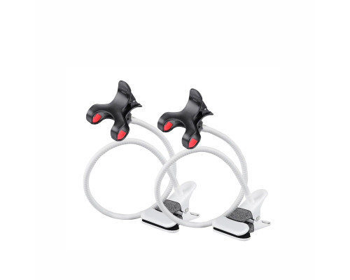 Подставка для фитосветильника 2MPW-B из 2 гибких держателей для фитолампы на металл прищепке, черно-белая