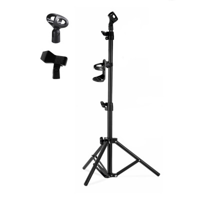 Напольная стойка JBH-G144-P для микрофона с 3 держателями и подстаканником