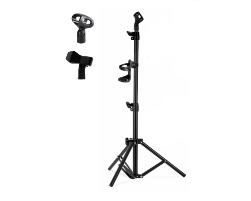 Напольная стойка JBH-G144-P для микрофона с 3 держателями и подстаканником