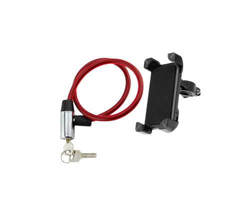 Комплект VC-DTVZMR: держатель для телефона и красный замок с металлической головкой для велосипеда