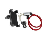 Велонабор VS-DTVZMRZV: держатель для телефона, красный замок с металл головкой и звонок для велосипеда