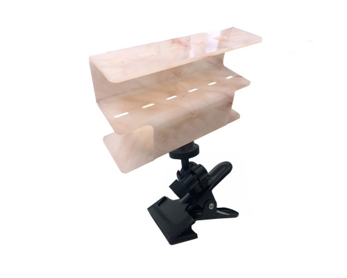 Подставка органайзер для 6 пинцетов для наращивания ресниц на прищепке SH-BP, цвет розовый мрамор