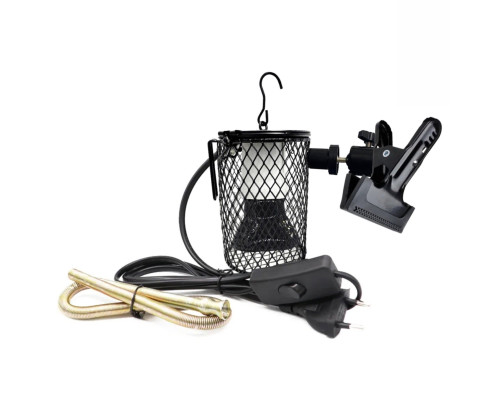 Светильник с защитной решеткой на прищепке PR1 с лампой обогрева, 75Вт, для террариума