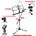 Подставка для нот PML-01-DВ складной пюпитр на стойке с держателем для микрофона бочонок и гибкой подсветкой MPP-35