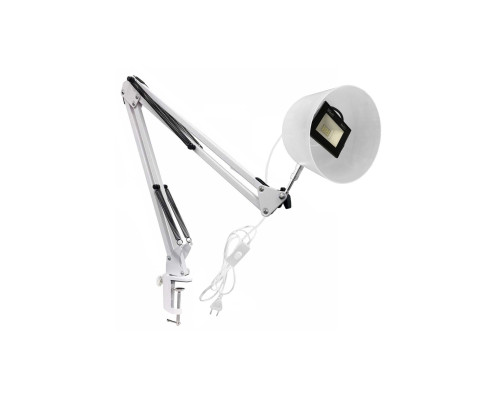 Прожектор светодиодный 10Вт с настольным креплением NBWS-WCAP и белым защитным плафоном на усиленной струбцине