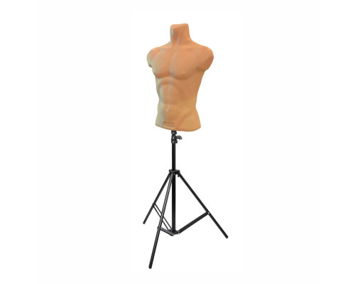 [СЛГП] Манекен 640 мм, торс мужской телесный пластиковый на напольной стойке JBH