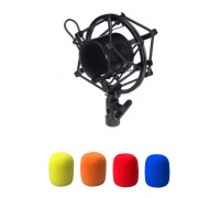 Держатель микрофона паук P2 пластиковый, резьба 3/8, и ветрозащита, цвет синий, желтый, оранжевый и красный