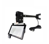 Прожектор 200 Вт с датчиком движения, кабелем 5м и клеммами на кронштейне DN02-PRJ для подсветки фасада, баннера, гаража