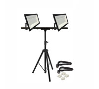 Светодиодные прожекторы 150 Вт, 2 шт, на строительном штативе 502M-4PRJ, 2 кабеля по 3 м и 4 клеммы