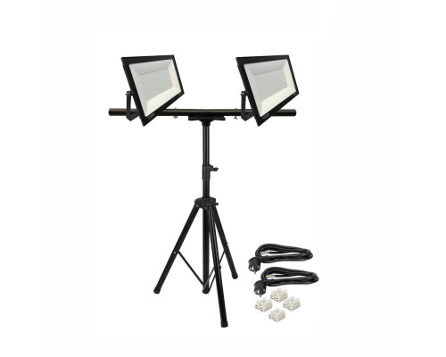 Светодиодные прожекторы 150 Вт, 2 шт, на строительном штативе 502M-4PRJ, 2 кабеля по 3 м и 4 клеммы