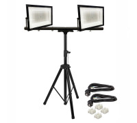 Светодиодные прожекторы 200 Вт, 2 шт, на строительном штативе 502M-4PRJ, 2 кабеля по 3 м и 4 клеммы