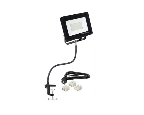 Прожектор светодиодный 50Вт на гибком креплении и усиленной струбцине GDSUS-38 с кабелем 1,5 м и клеммами