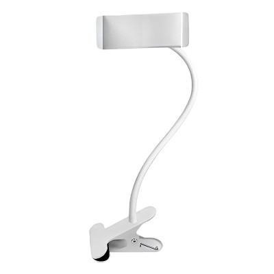 Гибкий белый держатель для телефона до 85 мм на металл прищепке