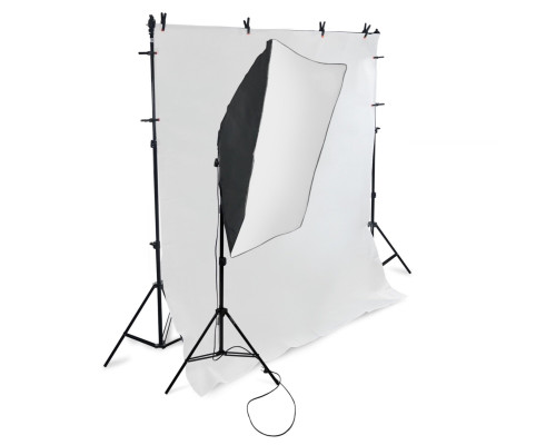 Каркас, 2х1.8 метра, с 8 прищепками PWR-2 и фоном 1.6х2 м, виниловым белым, и софтбокс для фотостудии