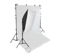 Каркас, 2х1.8 метра, с 8 прищепками PWR-2 и фоном 1.6х3.2 м, виниловым белым, и софтбокс для фотостудии