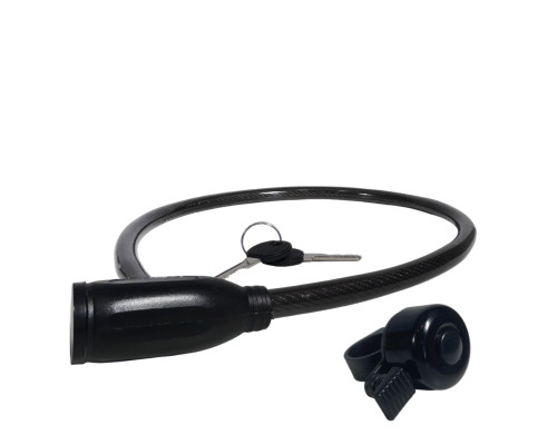 Замок черный VZ-P с пластиковой головкой и звонок для велосипеда