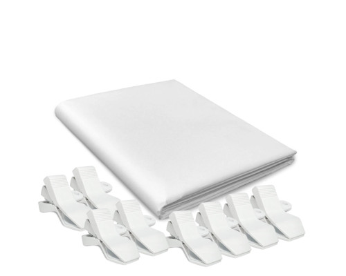 Фон виниловый белый для фотостудии, 1.6х3.2 м, с 8 белыми прищепками