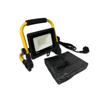 Прожектор светодиодный 30 Вт, холодный свет, переносной с желтой ручкой и сумкой для хранения
