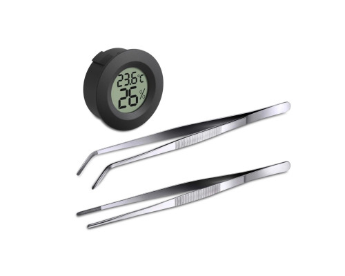 Пинцеты для террариума, для рептилий, прямой и изогнутый, и термометр гигрометр электронный