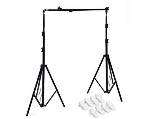 Напольный каркас MC-3 для легких виниловых фотофонов, ширина 76 - 176 см, с 8 белыми прищепками