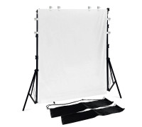 Фон виниловый белый 1.6х2 м на каркасе MC-3 с 8 прищепками и чехлом