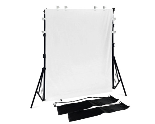 Фон виниловый белый 1.6х2 м на каркасе MC-3 с 8 прищепками и чехлом