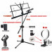 Складной пюпитр PML-01-DВ-L16 с подсветкой на стойке с держателем для микрофона "бочонок" на наклонном журавле