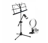 Складной пюпитр PML-01-DTP-L16 с подсветкой на стойке с двухсторонним держателем для телефона или планшета