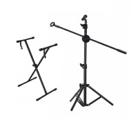 Комплект музыканта SS-MCPro-5: микрофонная стойка журавль c 2 держателями микрофонов с подставкой для синтезатора