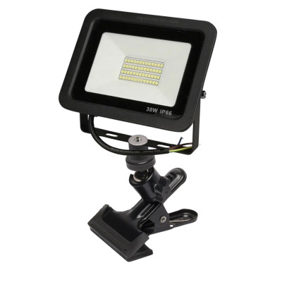 Светодиодный строительный прожектор 30 Вт на металлической прищепке PR1 для горизонтального и вертикального крепления