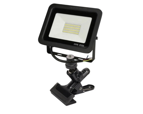 Светодиодный строительный прожектор 30 Вт на металлической прищепке PR1 для горизонтального и вертикального крепления