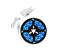 Светодиодная лента BGY-2 самоклеящаяся с датчиком движения, холодный свет, 5 м, с белым адаптером питания