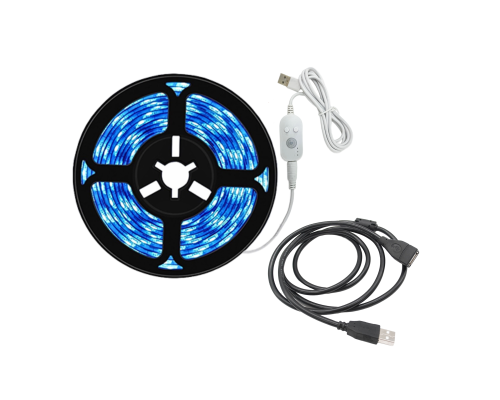 Светодиодная лента BGY-2 самоклеящаяся с датчиком движения, холодный свет, 5 м, и удлинитель на 1,5 метра