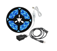 Светодиодная лента BGY-2 самоклеящаяся с датчиком движения, холодный свет, 5 м, и удлинитель на 1,5 метра с адаптером питания