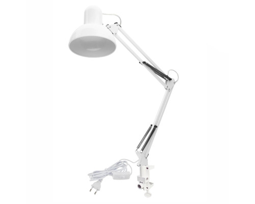Светильник LMW-48W со средним абажуром на пантографе с пластиковой струбциной, белый