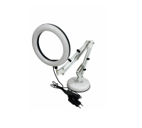 Кольцевая лампа для съемки RGB 20 см на белом пантографе MNW25 с основанием