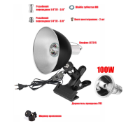 Светильник для птиц и грызунов LST215-PR1 на прищепке и лампа греющая UVA+UVB, 100W