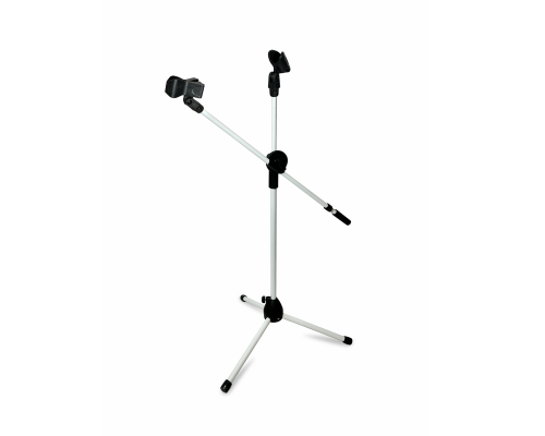 Микрофонная стойка журавль с держателями прищепка и для ручного микрофона, цвет белый