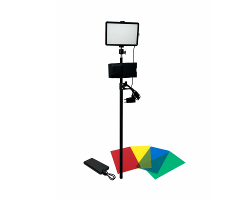 Портативная светодиодная LED панель RAG с 4 фильтрами, повербанком в чехле, на телескопической ручке-удочке 2JBH-SH