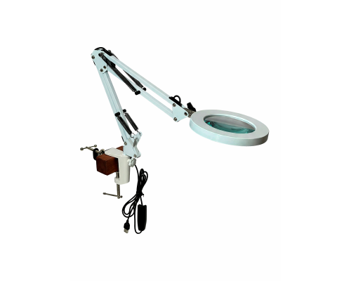 Лампа лупа светодиодная LN-22W белая с креплением GDS-WOOD на кушетку