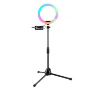 Лампа кольцевая напольная RGB-ML26, диаметр 26 см, с эффектом RGB на шарнире