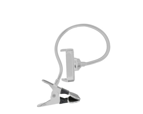 Гибкий держатель смартфона до 85 мм с металлическим зажимом, белый