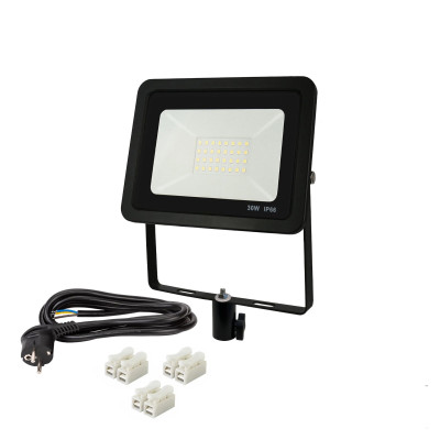  Светодиодный строительный прожектор 30 Вт с кабелем 1,5 м и клеммами на быстросъемном адаптере