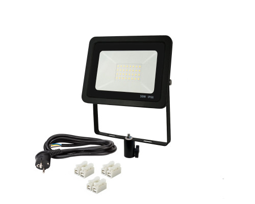  Светодиодный строительный прожектор 30 Вт с кабелем 1,5 м и клеммами на быстросъемном адаптере