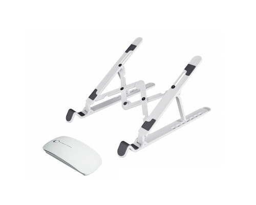 Комплект из настольной подставки под ноутбук или планшет с белой беспроводной мышью