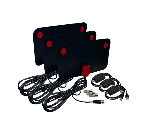 Телевизионная антенна для цифрового ТВ, компактная HDTV антенна с усилителем, черная, 3 шт