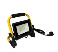 Прожектор светодиодный 30 Вт переносной с желтой ручкой, холодный свет