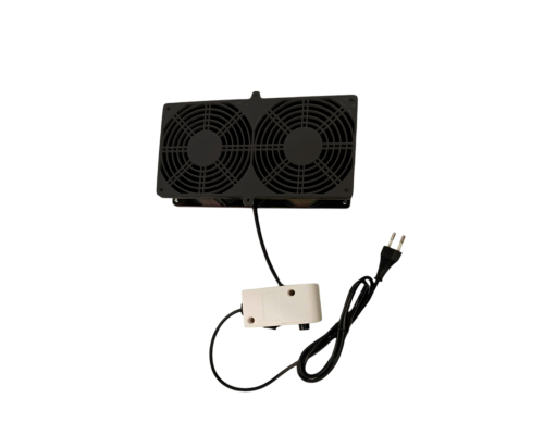 [СЛГП] Вентилятор сдвоенный 220V, общая мощность 48W, цвет черный, с 3 угольными фильтрами, (без упаковки)